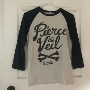 Black and white Pierce The Veil baseball tee